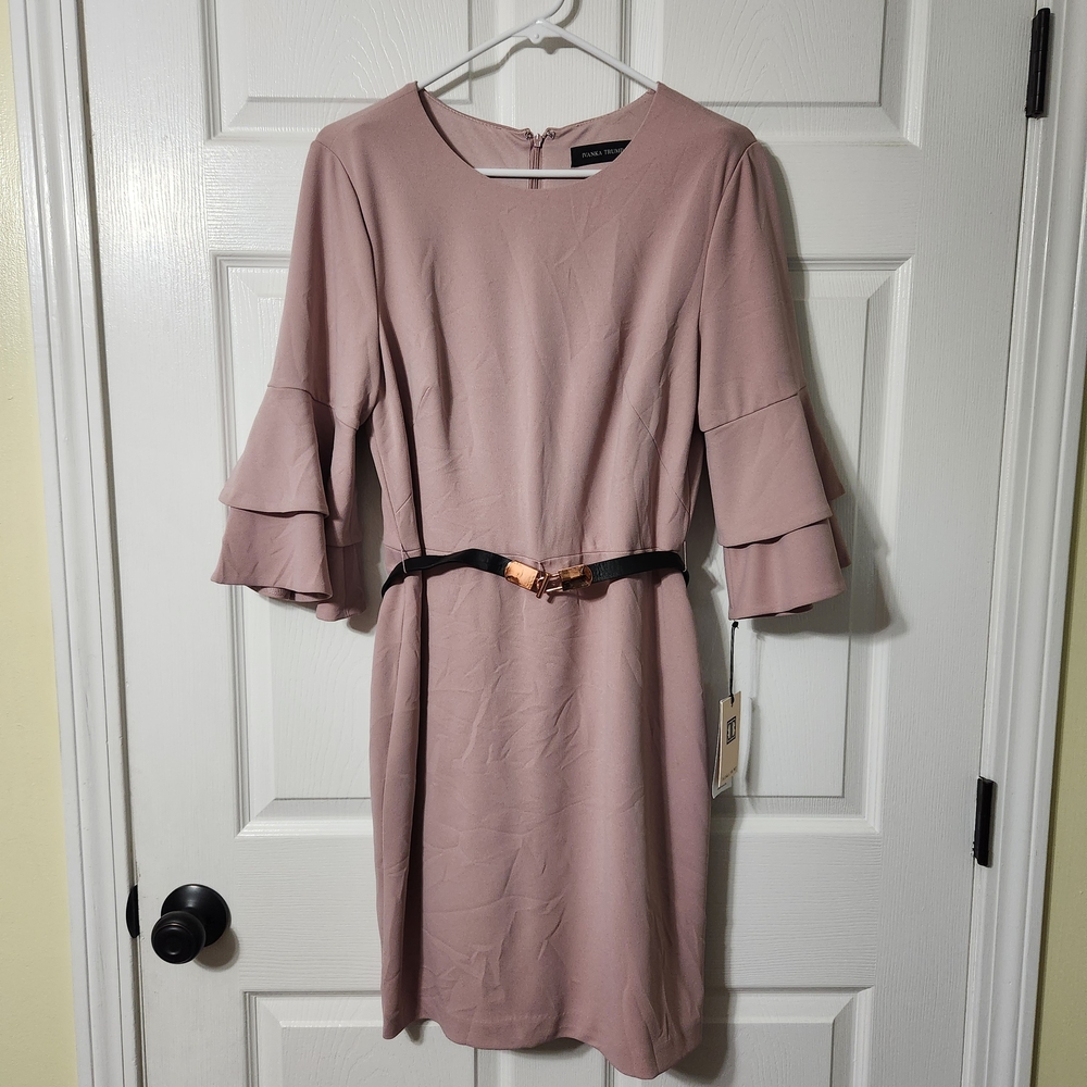 Ivanka Trump Dusty Pink Midi Dress with Belt